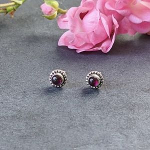 NWT Garnet and Sterling Silver Stud Earrings